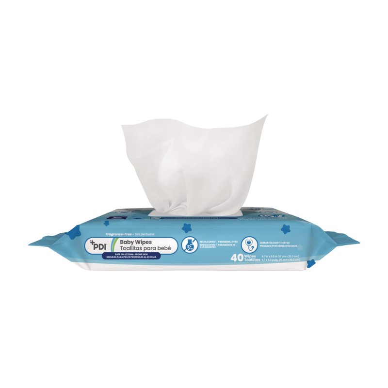 PDI Baby Wipes, Hypoallergenic, Eczema Safe, Fragrance Free, Plant-Based Wipes, 12 Packs of 40 Wipes Each (480 Total)