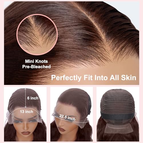 200 Density Chocolate Brown Lace Front Wig Human Hair 22 Inch 13x6 Hd Transparent Body Wave Lace Front Brown Wigs Human Hair Wigs for Women