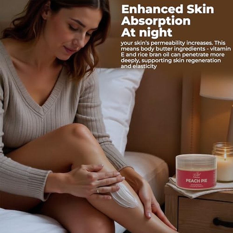 body butter peach pie scent long -lasting fragrance,hydrate skin jojoba oil and more 8oz