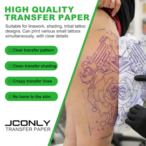3MM Fake Skin and Transfer Paper Kit - Jconly 28pcs Tattoo Skin and Transfer Paper Kit Includes 8pcs Best Silicone Thick Skin Double Sided, 20Pcs Stencil Paper Tattoo Supplies Tattoo Kit