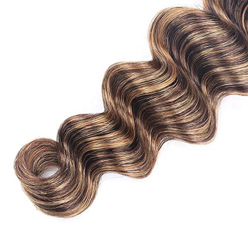 P427 Human Hair Bundles Honey Blonde Deep Wave 3 Bundles 26 26 26 Inch Unprocessed Brazilian Virgin Remy Hair Highlight Deep Curly Bundle Human Hair Extensions