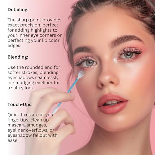 Fran Wilson EYE TEES COTTON TIPS 80 Count (3 PACK) - Precision Makeup Applicator, Double-sided Swabs with Pointed and Rounded Ends for Perfect Blending, Effective Cleaning and Precise Touch-ups