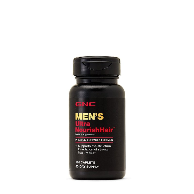 GNC Men's Ultra Nourish Hair Supplement for Men, Supports Strong, Healthy Hair, 120 Caplets