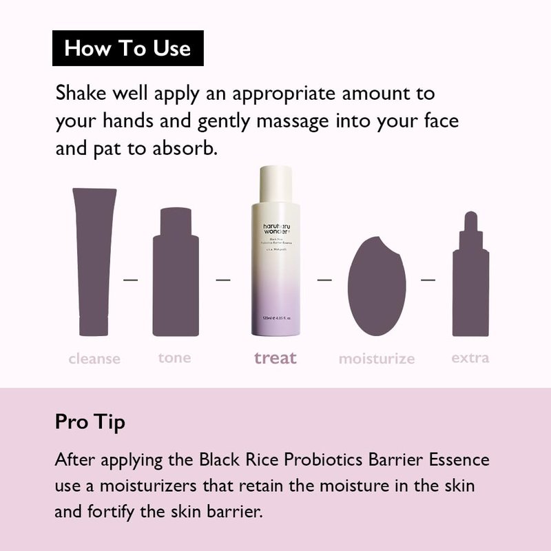 haruharu Wonder Black Rice Probiotics Barrier Essence 1 fl. oz, Travel Size, Skin Flooding & Layering, Strengthen Skin Barrier, Soothing, Plumping, Korean Skincare, Vegan