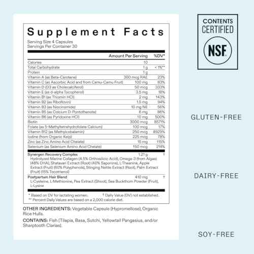 Nutrafol Postpartum Hair Growth Supplements, Clinically Tested for Visibly Thicker Hair and Less Shedding, Breastfeeding-friendly - 1 Month Supply