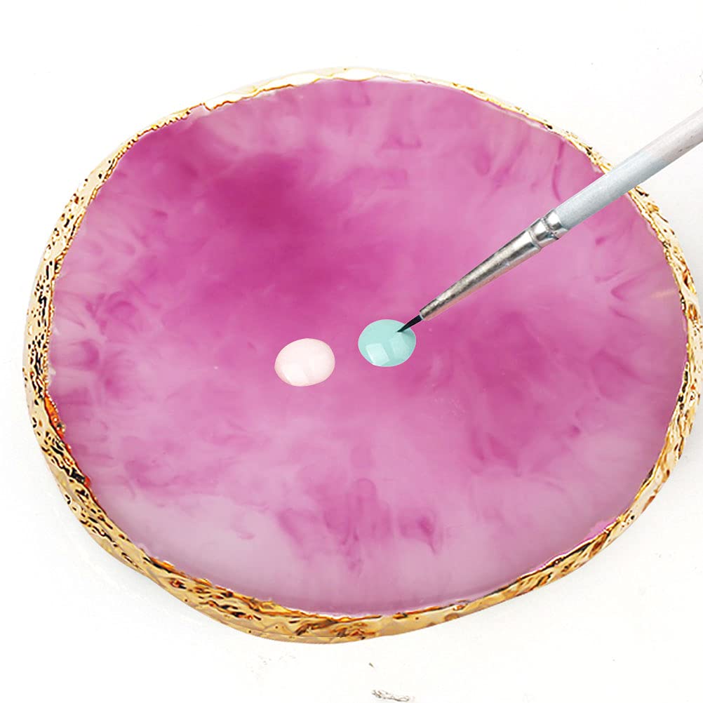 2 Pcs Resin Nail Art Palette, Nail Art Painting Palettes Gold Edge Nail Holder Nail Art Display Board