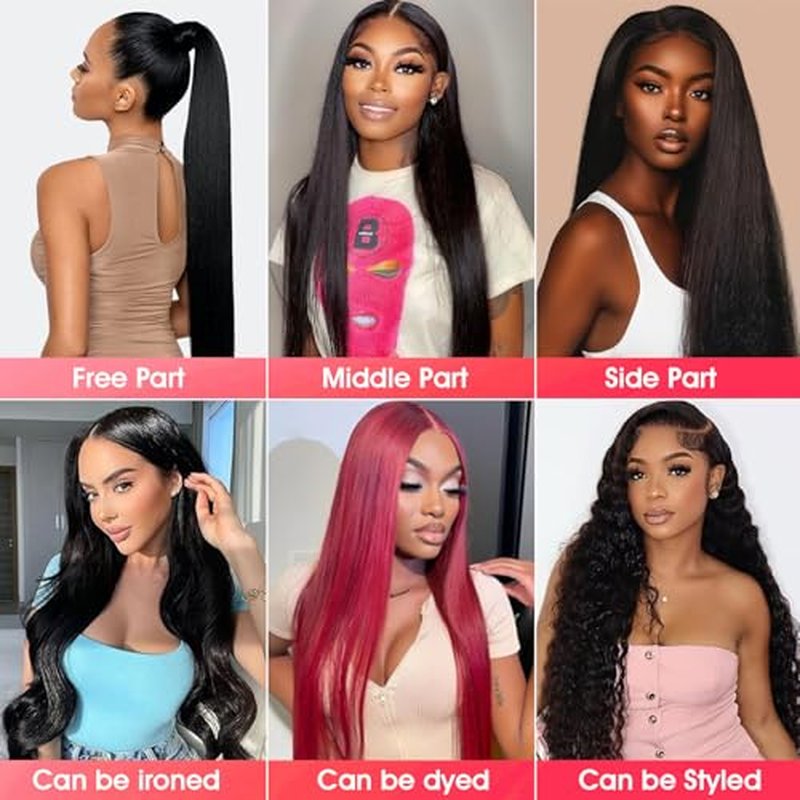 Human Hair Bundles,Straight 4 Bundles 18 18 18 18 Inch,16A Bundles Human Hair,100% Unprocessed Virgin Brazilian Hair Extensions Double Weft, Quick Weave Sew In Hair Bundle