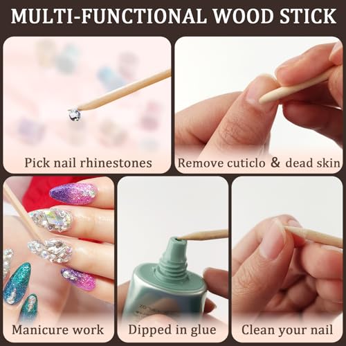 100PCS Orange Wood Nail Sticks, 4.5 Inch Wooden Cuticle Pusher and Remover Set, Dual-Headed Manicure Tools for Home and Salon