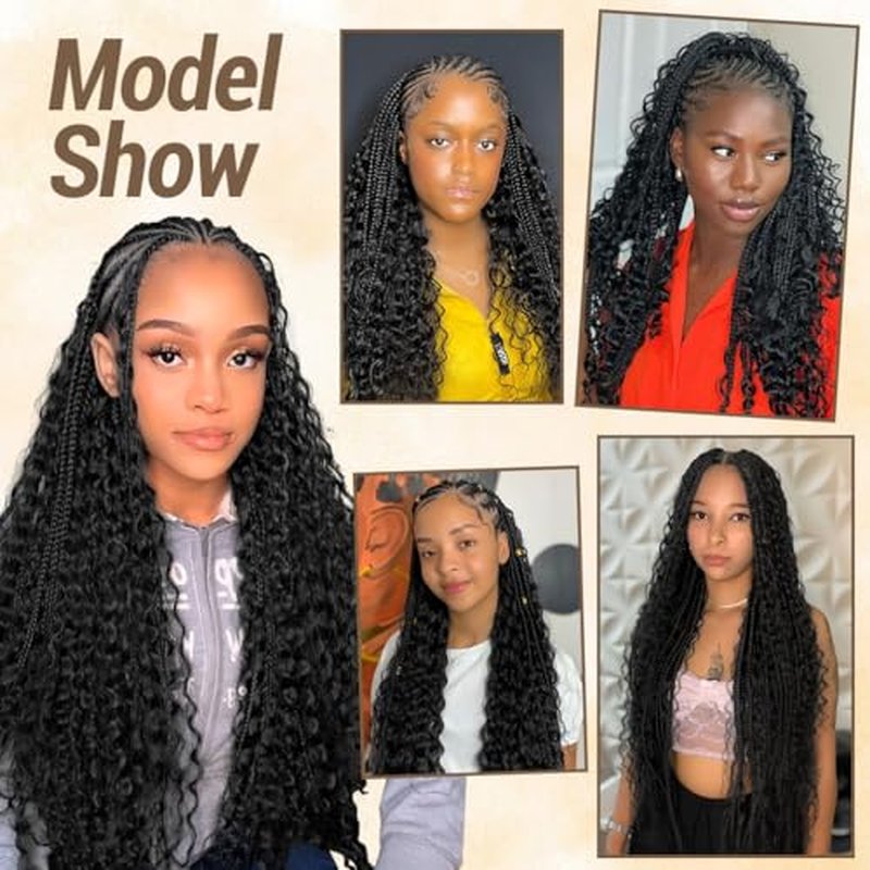 Human Braiding Hair for Boho Knotless Braids 3 Bundles 20 Inches 150g Deep Wave 10A Brazilian Virgin Human Bohemian Hair for Braiding Natural Black 1B