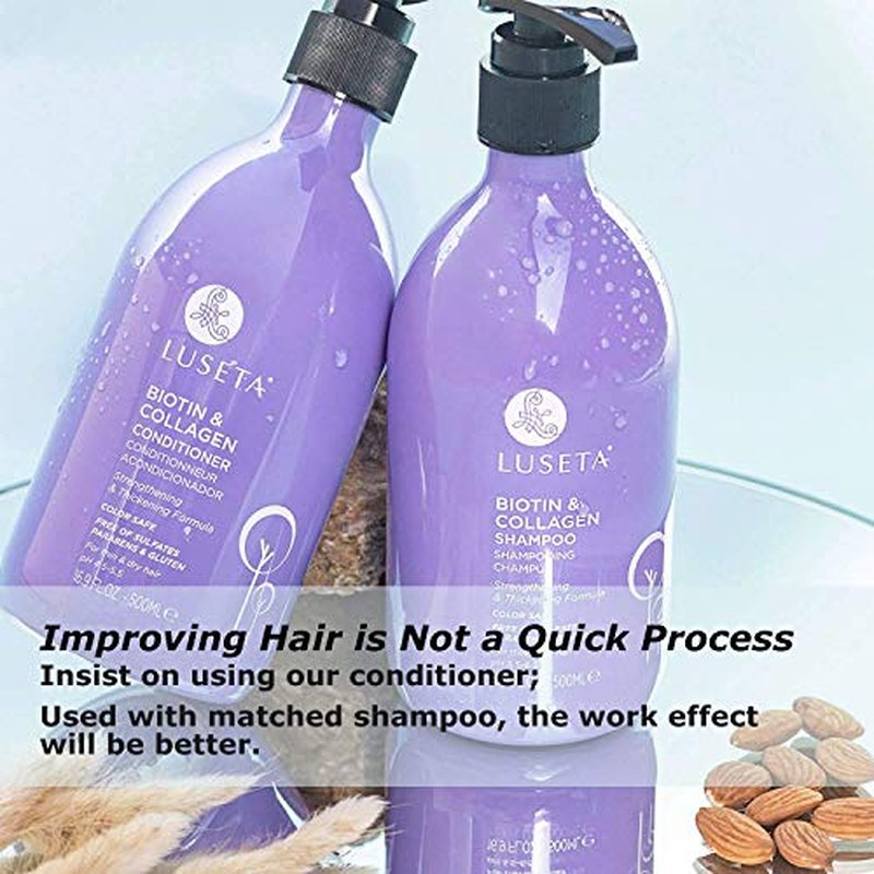 Luseta Biotin & Collagen Conditioner Thickening for Hair Loss & Fast Hair Growth - Infused with Argan Oil to Repair Damaged Dry Hair - Sulfate Free Paraben Free 33.8oz