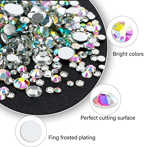 Canvalite 2784PCS Rhinestones Crystal AB Rhinestones for Nail with 5Pcs 3ml B7000 Jewelry Glue and Pick Up Tweezers and Nail Rhinestone Picker, Nail Art Tools,Stocking Stuffers Gifts for Women