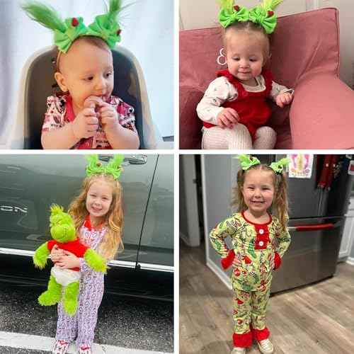 Green Furry Hair Bow Clip Costume Accessories for Girls Women Christmas Theme Party