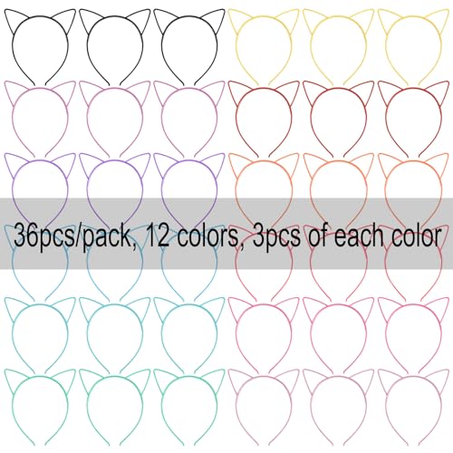 COCIDE 36Pcs Cat Ears Headbands Plastic Taylor Party Decorations Kitty Headbands for Gabby Party Favors Birthday Supplies for Women Halloween Hair Accessories Hair Hoops Costume