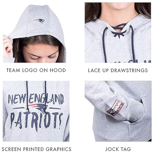 Ultra Game Women's Standard Fleece Hoodie Pullover Sweatshirt Tie Neck, White Updated