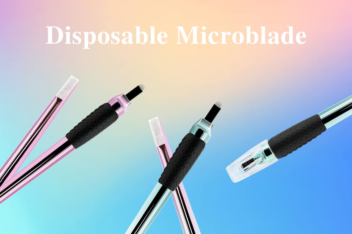 M Mellie Series Microblading Disposable Tools – 10 Piece Pack of 18 Pin U-Shape Microblading Pens – Thin & Sharp Microblading Supplies (Rainbow U18 .18mm)
