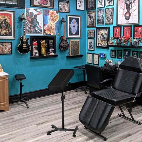 POARMEEY Tattoo Arm Rest Stand, Tattoo Armrest Adjustable Height with Thickened Black Leather Cushion, Portable Arm Rest for Studio
