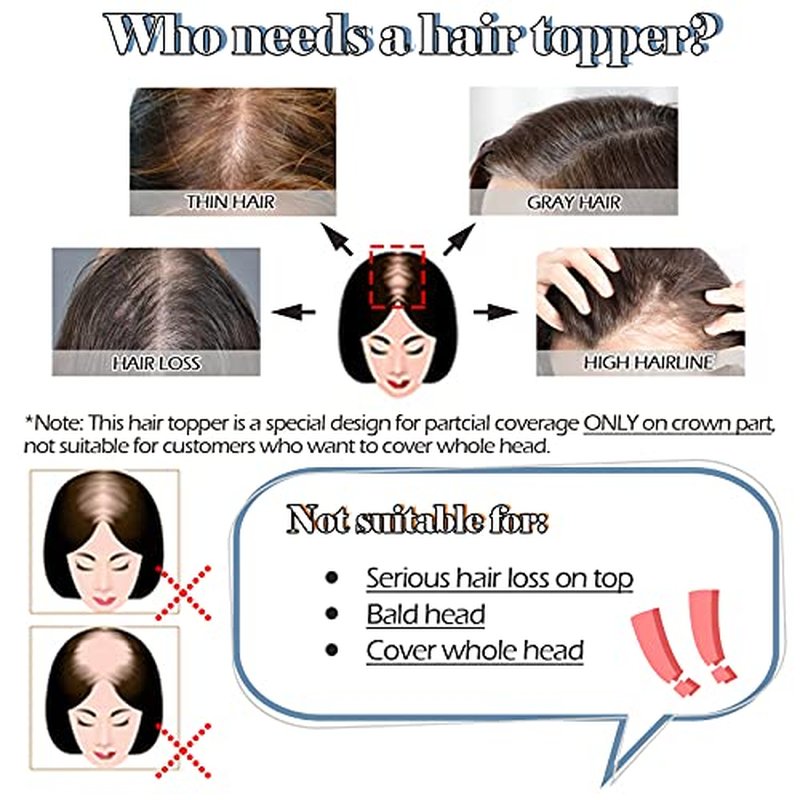 Hairro Human Hair Toppers With Bangs Clip on Topper Hairpiece For Women Silk Base Remy Real Hair Clip On Toupee With Wispy Air Bang For Thinning Hair Loss 10 Inch 33g #60 Platinum Blonde