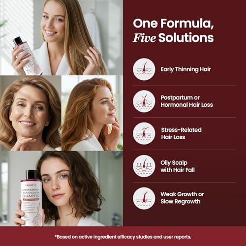 Onion & Biotin Hair Growth Shampoo: Infused With Natural Rosemary Tea Tree Oil Anti Hair Loss Shampoo - Scalp Smooths Thickening Formula Support Hair Regrowth For Women Men (12.5 Fl Oz)