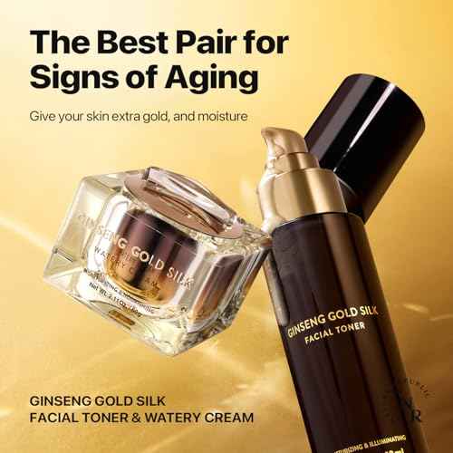 Nature Republic Ginseng Gold Silk Facial Toner, Hydrating Glow Toner, Niacinamide & Silk Amino Acid, Royal Jelly Extract, Holiday Gifts, Korean Skin Care for All Skin Types 130 ml / 4.39 Fl. oz.