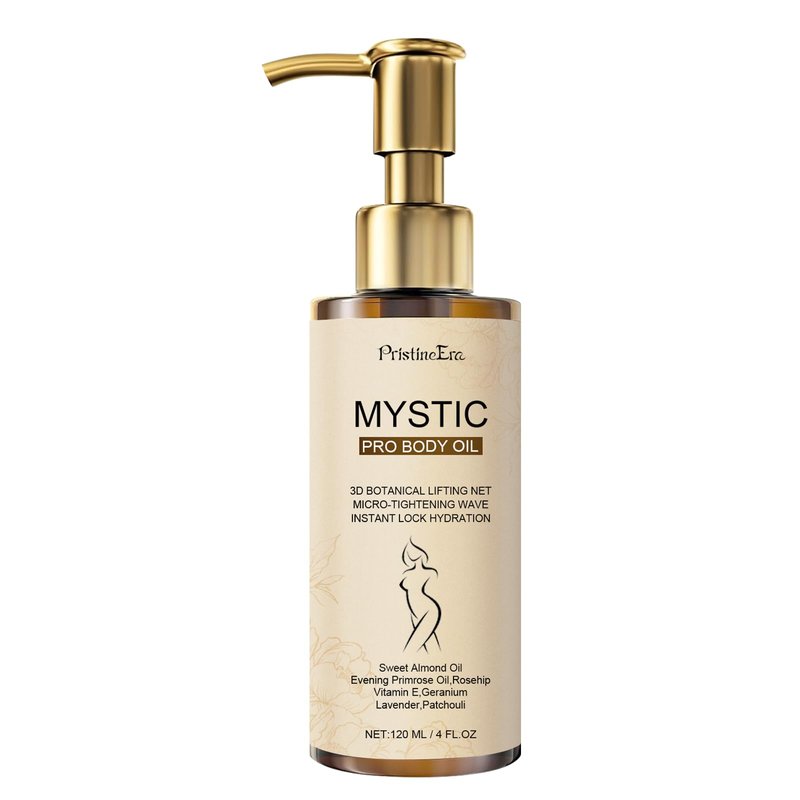 PristineEra Mystic Silk Body Firming Oil, Hydrating Body Oil for Women, Plumps Tightens & Firms Skin, Natural Cold‑Pressed Oil Blend for Dry & Crepey Skin, Luxury After Shower Skin Care, 4.23 fl oz