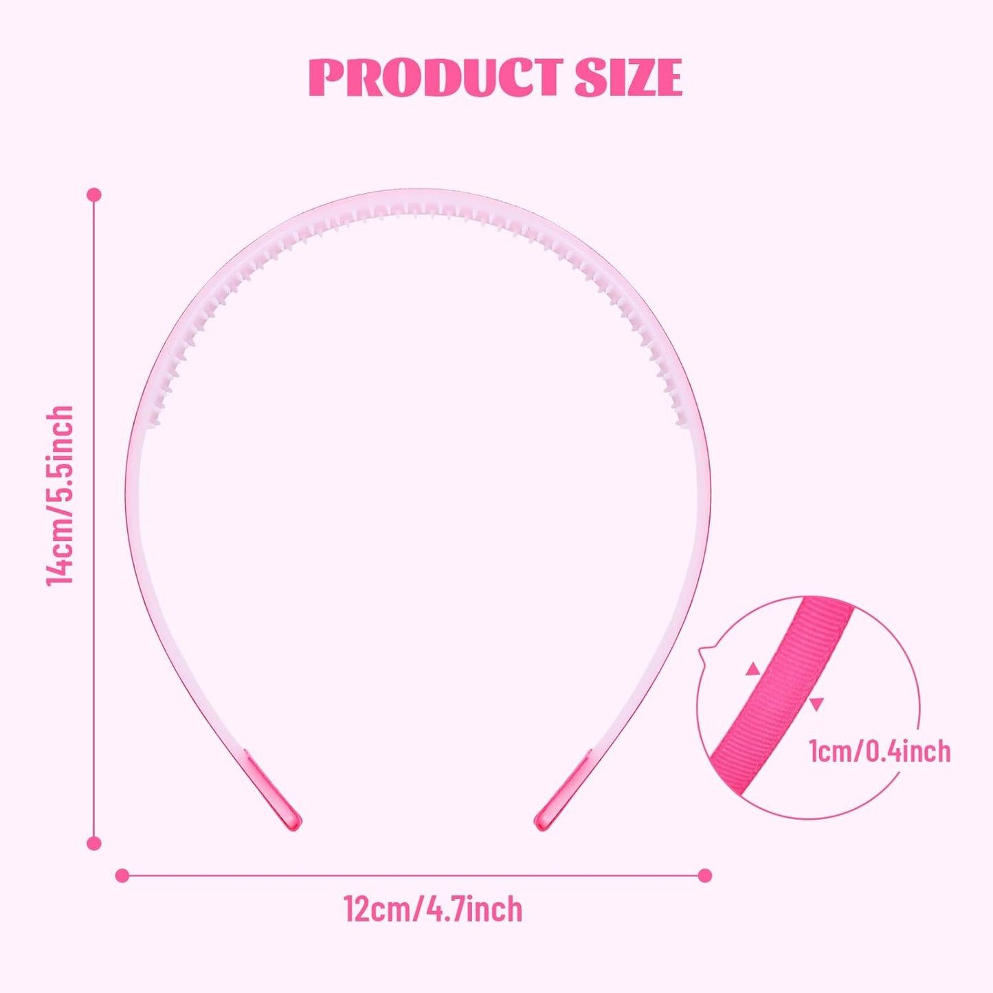 18 Pieces Candy Color Width 1cm Blank DIY Craft Project Plastic Headbands Hair Hoops Hair Accessoris for Women Girls Teens Kids