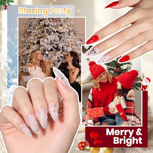 Beetles 82 Pcs Gel Nail Polish Kit with U V Ligh - 55 Color Gel Nail Kit Christmas Gifts for Teens Women Girls Soak Off Color Enchantment Winter Red Nails Art Home Salon Beginner DIY Manicure Set