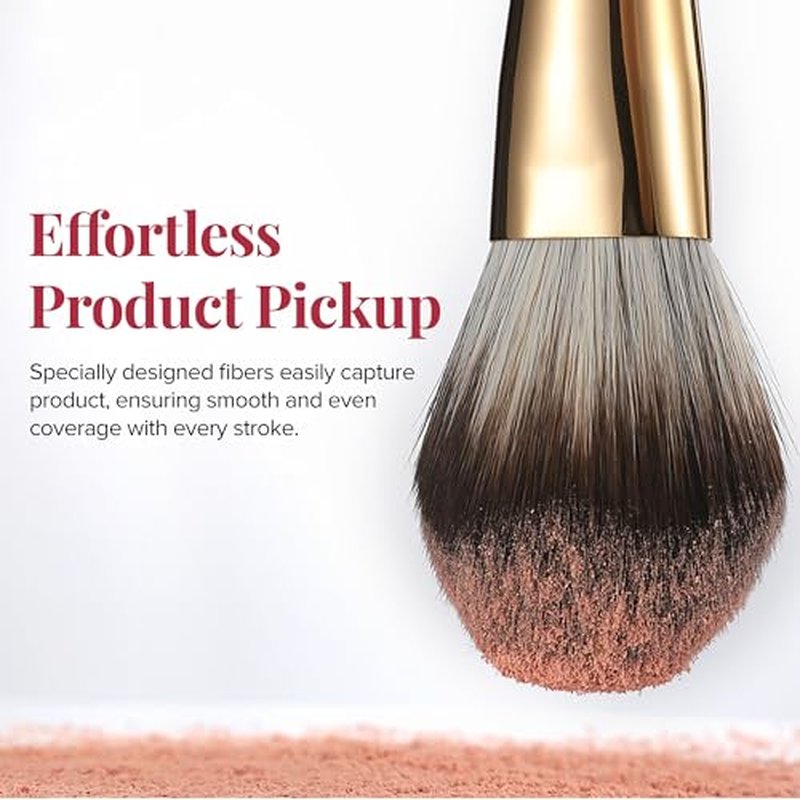 Delbar Gold Makeup Brushes by Lady of Eshgh | 8pc Full Face Makeup Brush Set with Travel Bag | Professional Make Up Brushes | Cruelty Free, Natural Hair-Like Bristles
