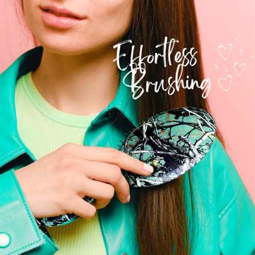 ZEVGANI Detangling Brush for Thick Curly Thin Long Short Wet or Dry Hair, Hairbrush for Women & Kids, Adds Shine Smooth Hair Comb Ultra-Soft Bristles Reduces Breakage, MuddyGirl (Turquoise)