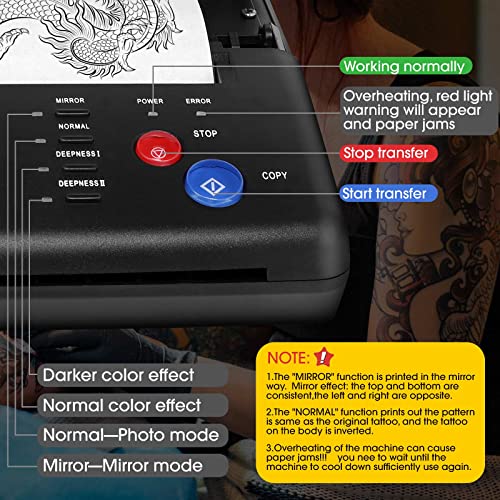 Tattoo Stencil Transfer Copier Printer with 20pcs Free Stencil Transfer Paper, Thermal Copier Printer Tattoo Kit