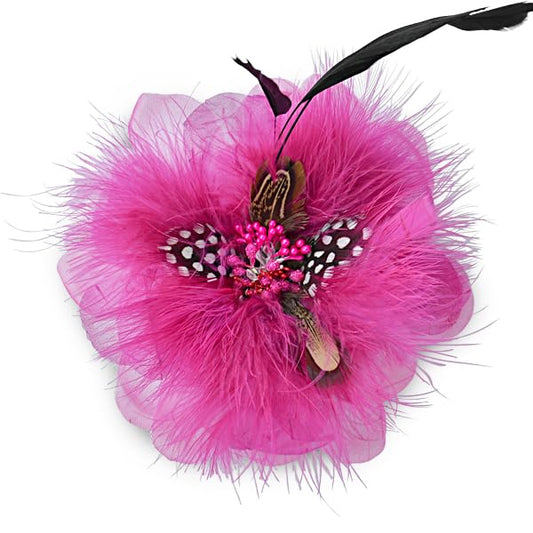Expo International Sonia Feather Brooch and Hairclip Hair Accessory, Fuchsia