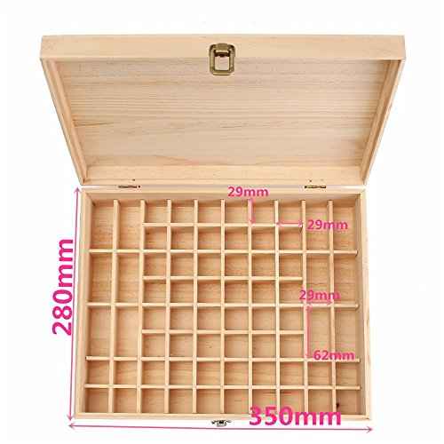 VolksRose Essential Oil Box, Wooden Storage Container Holds 68 Bottles, Multi-Tray Organizer #ob03