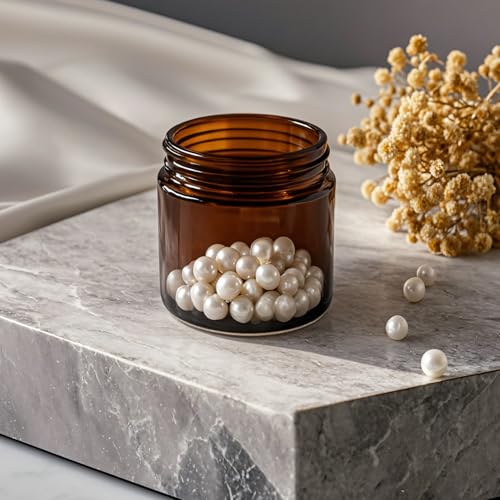 4 oz Amber Glass Jars with Lids,24 Pack 4oz Small Glass Jars with Inner Liners,4 Ounce Travel Jars for Cosmetics Container,Cream Lotion,Body Scrub