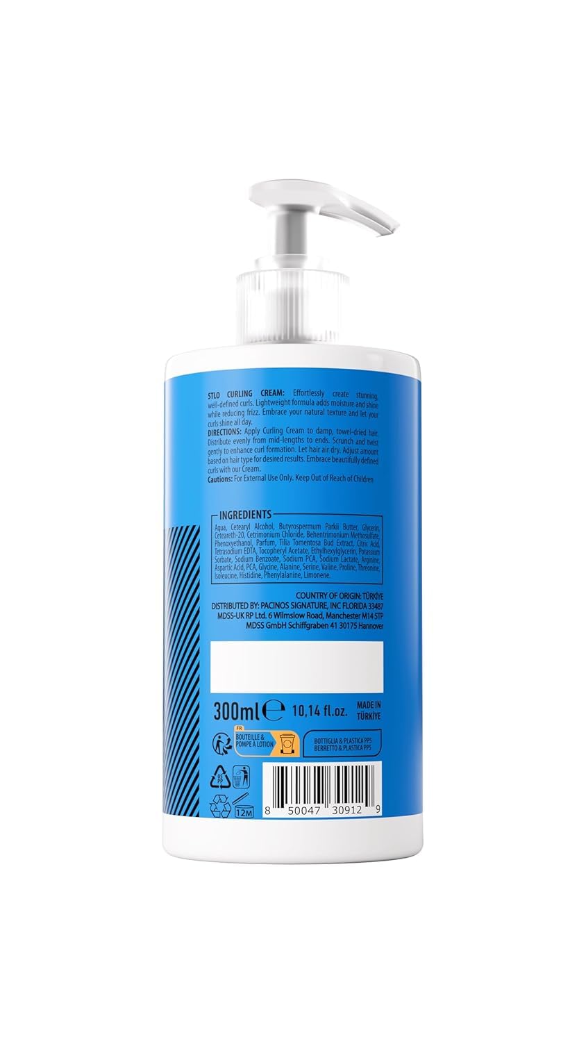 STLO Moisture Rich Curl Cream - Enhances Shine and Frizz Control - Defines Natural Curly Hair 300ml