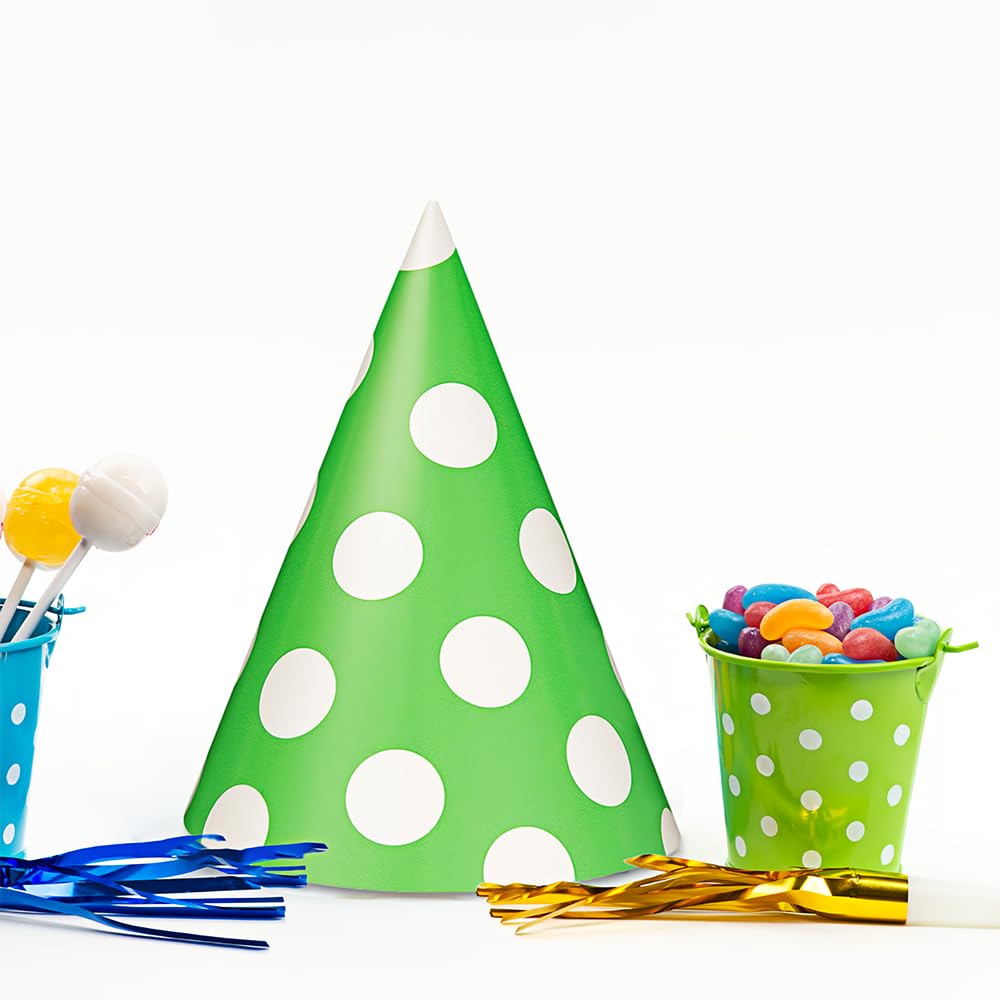 Unique Polka Dots Party Cone Hats One Size Lime Green