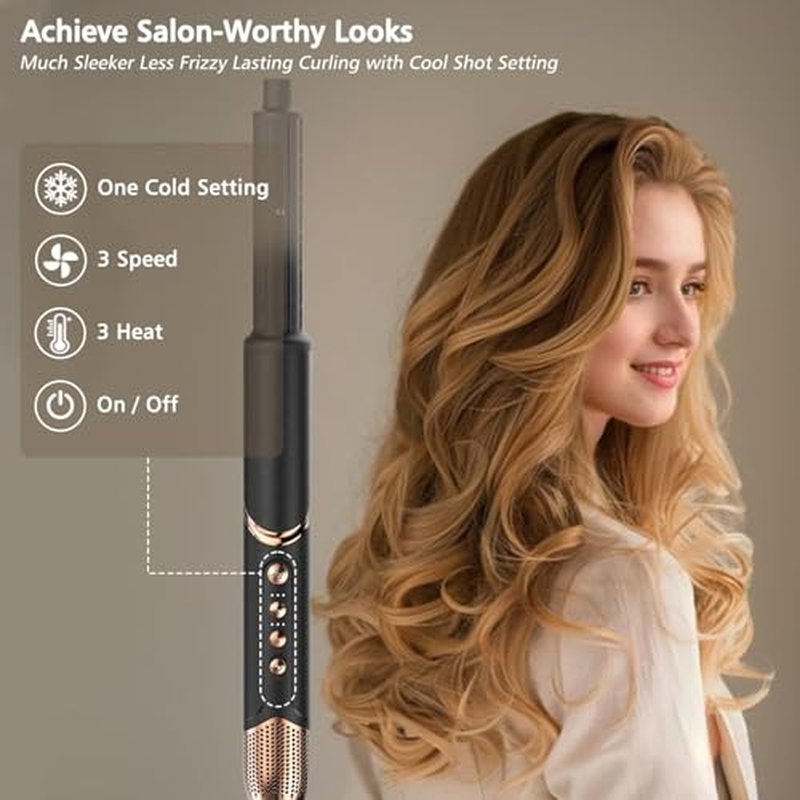 Auto Wrap Air Hair Styler & Dryer, 5 in 1 Multi Styling Hot Air Dryer Brush Curler for Hair, High Speed 110000 RPM Negative Lonic Frizz-Free, Fast Drying Curling Volumizing Straightening Magic Styler