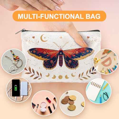 16Pcs Butterfly Makeup Bag Canvas Cosmetic Bag Insects Zipper Cosmetic Bag 5.9x9.06 Inch Polyester Travel Toiletry Pouch for Women Party Shopping Home Travel