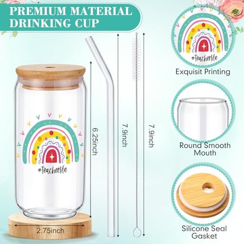 Hushee 6 Pcs Teacher Appreciation Gift for Women Include 2 Set Teacher Tote Bag Tumbler and Makeup Bag