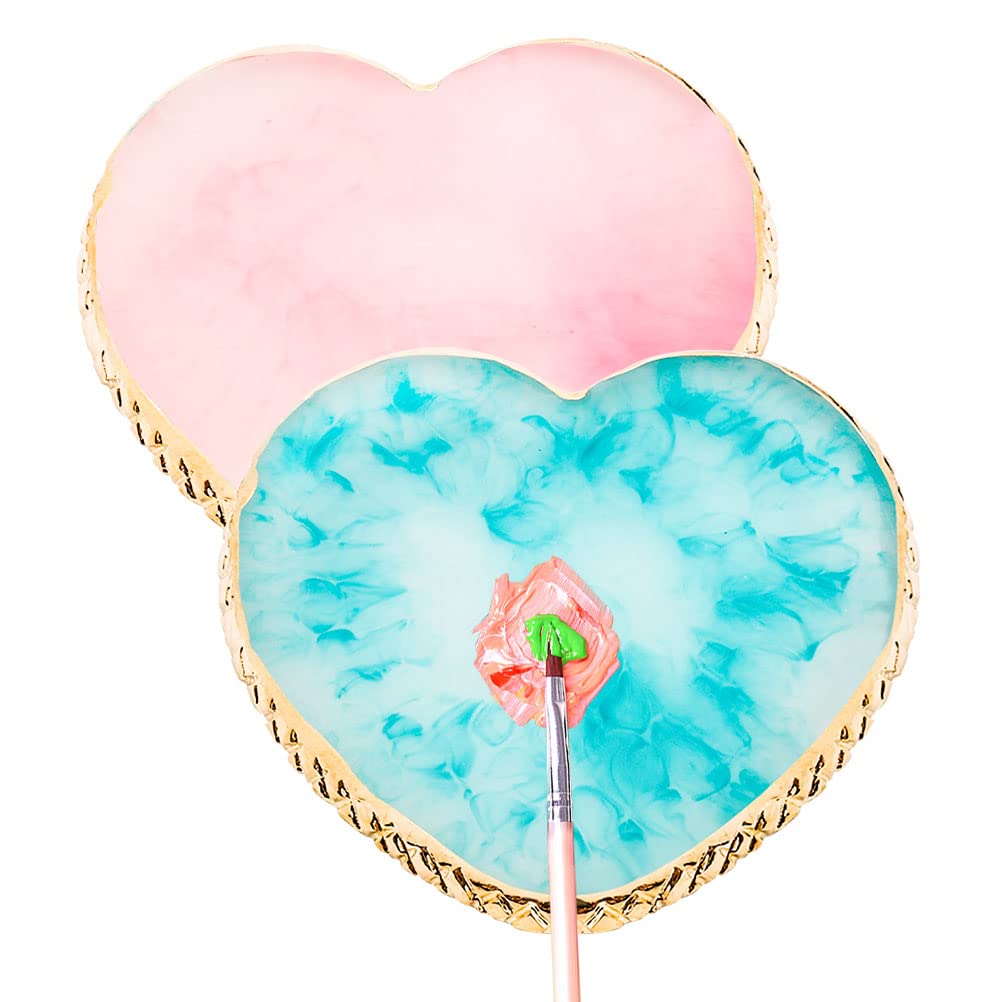 2 Pcs Resin Nail Art Palette, Nail Art Painting Palettes Gold Edge Nail Holder Nail Art Display Board