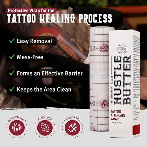 Hustle Butter Tattoo Aftercare Kit - Tattoo Balm, Antibacterial Soap, and Aftercare Wrap - TSA-Friendly Balm & Soap - Easy Removal, Mess-Free Wrap
