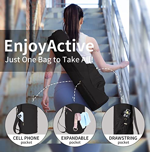 EnjoyActive Large Yoga Mat Bag for 1/2” Mat | Waterproof, Full-Zip, Multi Pockets, Adjustable Strap, Premium | Carry All Gears Perfectly to Gym Class Beach Park Travel for Women & Men…