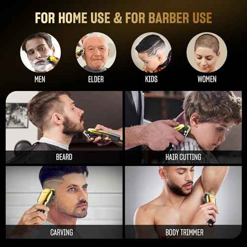 Hair Clippers for Men, Cordless Barber Hair Grooming Kit, Professional Hair Trimmer, Beard Trimmer,Rechargeable Home Haircut for Men Women Kids Children LED Display USB Rechargeable Gold&Silver