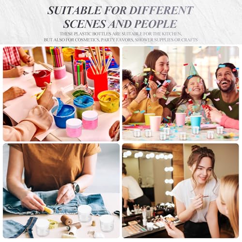 Patelai 48 Pack 8 oz Clear Plastic Jars with White Lids Empty Containers Round Clear Plastic Jars Wide-mouth Refillable Storage Organizers for Cosmetics Lotions Butters Slime Making and Food Storage