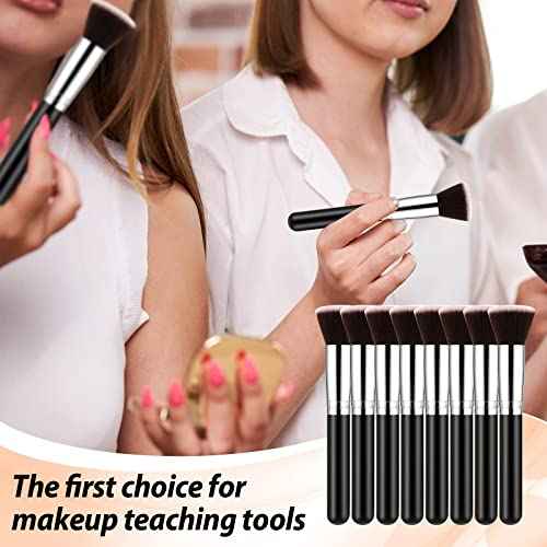 Baderke 20 Pcs Flat Top Foundation Brush Kabuki Cosmetics Synthetic Dense Face Blush Makeup Brush for Liquid, Cream, Powder, Blending, Buffing, Stippling Face Makeup Tools