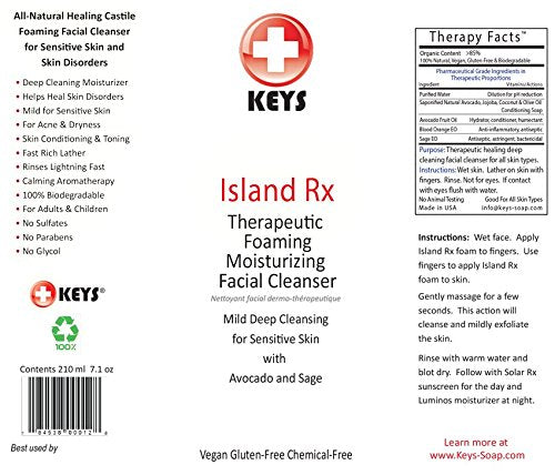 Keys Island Therapeutic Foaming Facial Cleanser - 8 Fl. Oz (210 ml) | Gentle, Hydrating Formula