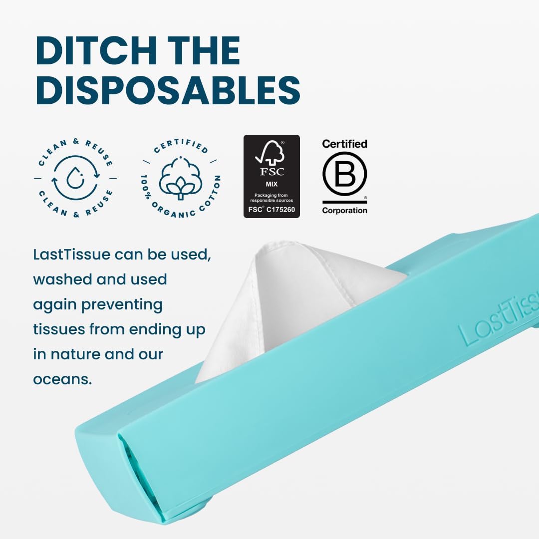 Reusable Cotton Tissue Box - Eco-Friendly Face Towels & Handkerchiefs for Men & Women | Washable Tissue with Storage Case