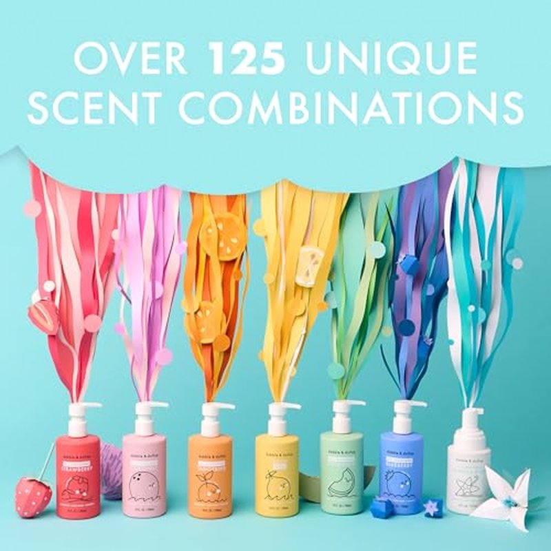 Dabble & Dollop Rainbow of Bubbles ? Natural 4-in-1 Bath Set for Kids, Includes Bubble Bath, Body Wash, Shampoo, No Parabens/Sulfates, Vegan, Gluten-Free, Tear-Free (7-Pack)