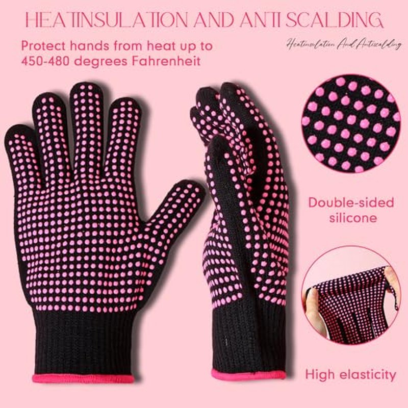 Riyiper 3 Pairs Heat Resistant Gloves for Sublimation, Gloves for Heat Press with Silicone Bumps Applies to Resistant Work, Hair Styling, Universal Fit Size