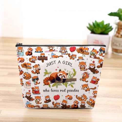 Red Panda Gifts Makeup Cosmetic Bag, Red Panda Lover Party Favors Decorations Stuff, Funny Birthday Gift for Women Who Loves Red Pandas Zipper Pouch Bag Purse Accessories