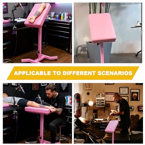 Tattoo Arm Rest Pro - Heavy-Duty 4-Corner Base w/ 360¡Æ Adjustable Height (27"-39") & Artist-Grade Comfort Pad | Folds Flat for Studio Portability | Built for Tattoo Pros