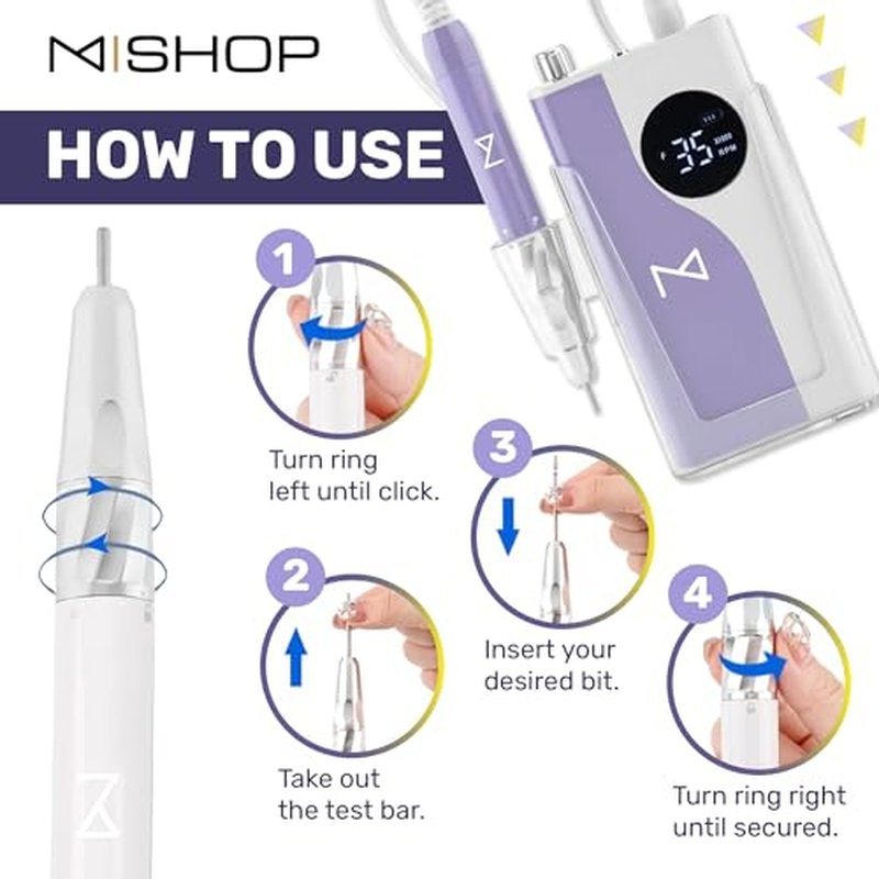 M ? Ying Yang Brushless Nail Drill 35K RPM | Pro Cordless Efile 85W | Rechargeable USB-C Fast Charging | Portable Aluminum Alloy Shell | Quiet Low Vibration Tool for Acrylic Gel Nails (White)